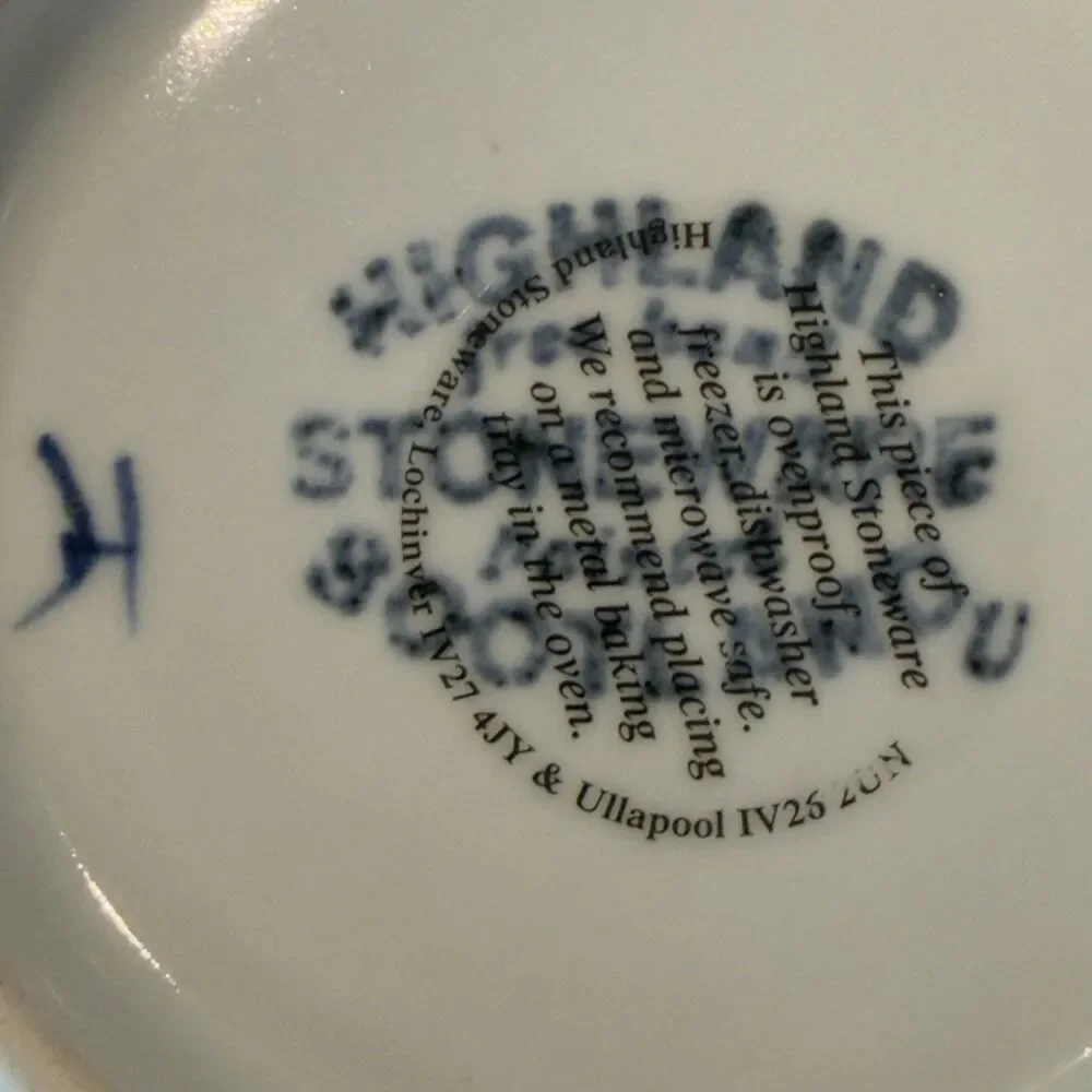 Highland Stoneware Scotland Flared Serving Bowl 12” Hand Painted Landscape